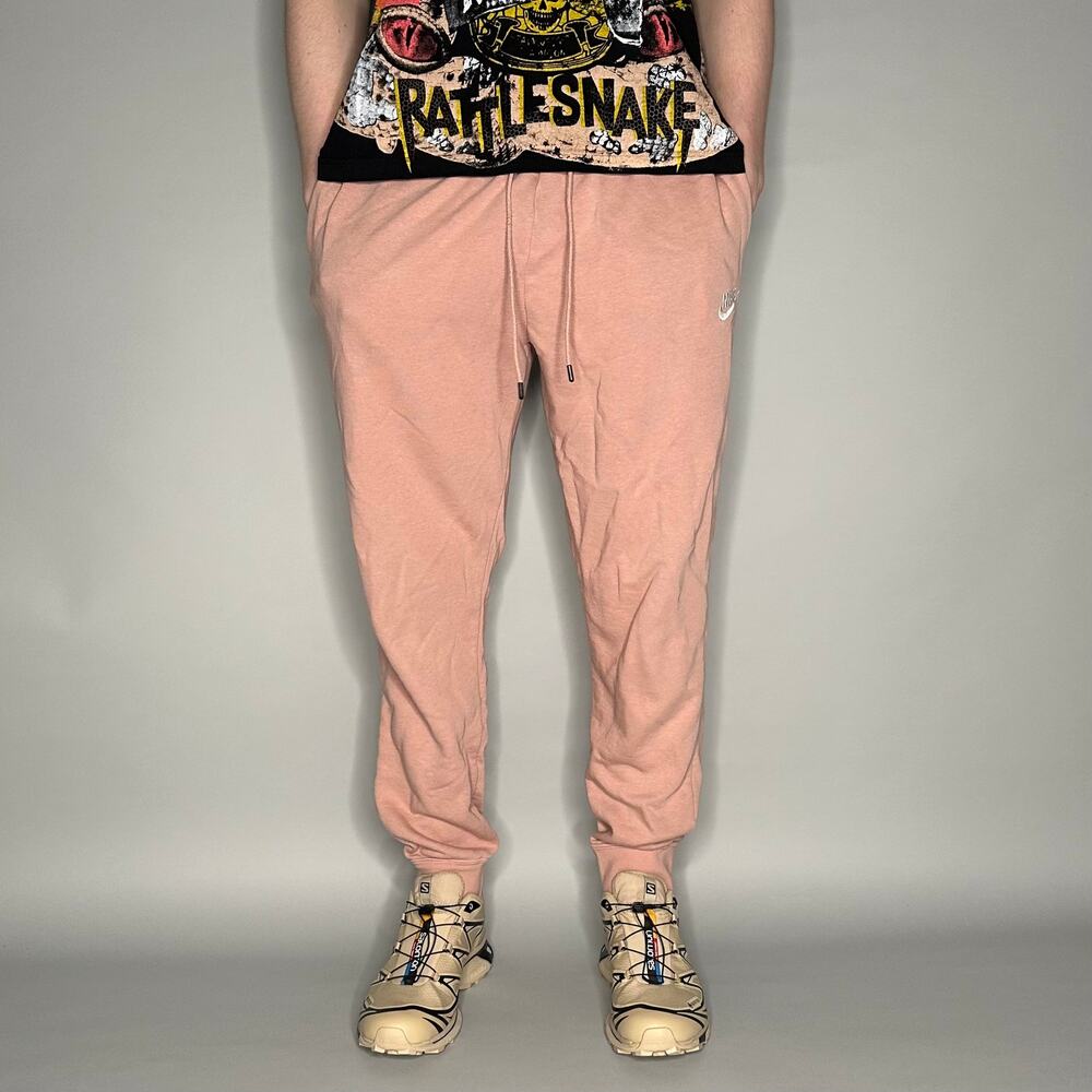 Vintage Y2K Nike Sweatpants Mens L Pink White Swoosh Cotton Joggers - Picture 2 of 4